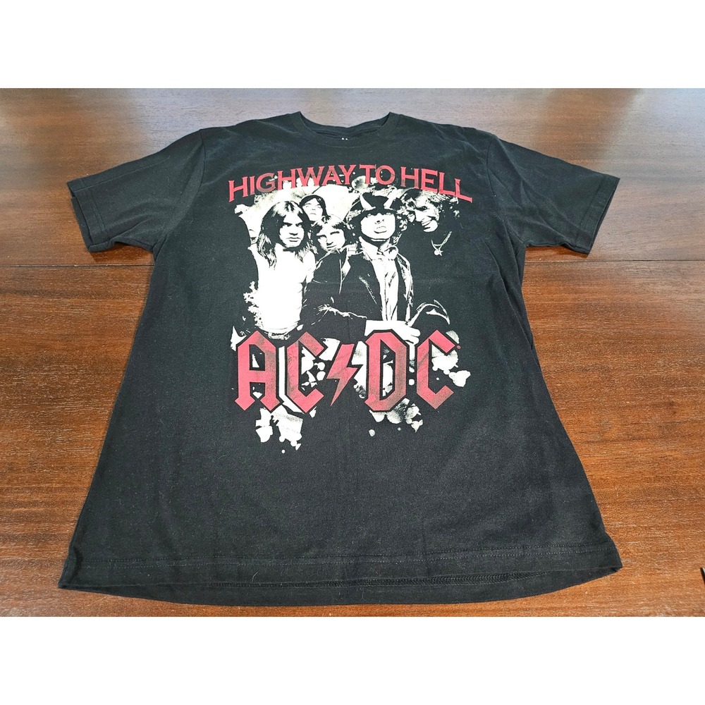 AC/DC Highway to Hell T-Shirt Mens M Black Excellent Band Graphic Tee